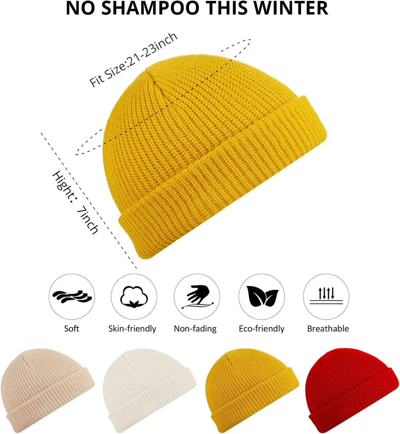 SATINIOR 4 Pieces Trawler Beanie Watch Hat Roll up Edge Skullcap Fisherman Beanie Unisex