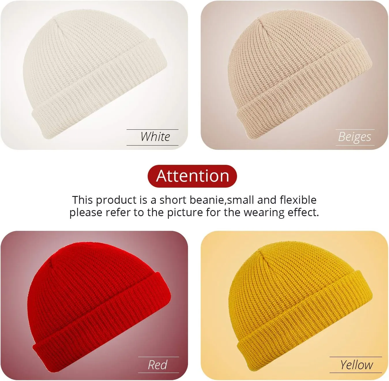 SATINIOR 4 Pieces Trawler Beanie Watch Hat Roll up Edge Skullcap Fisherman Beanie Unisex