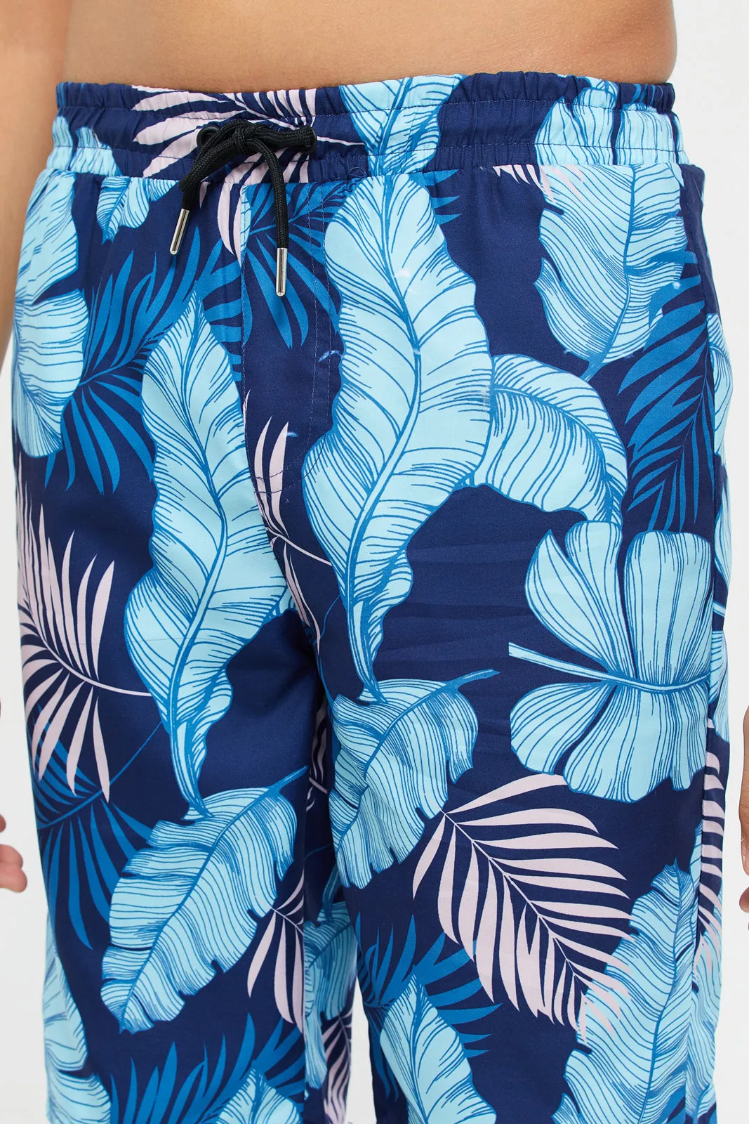 Senior Boys Blue Printed Board Shorts