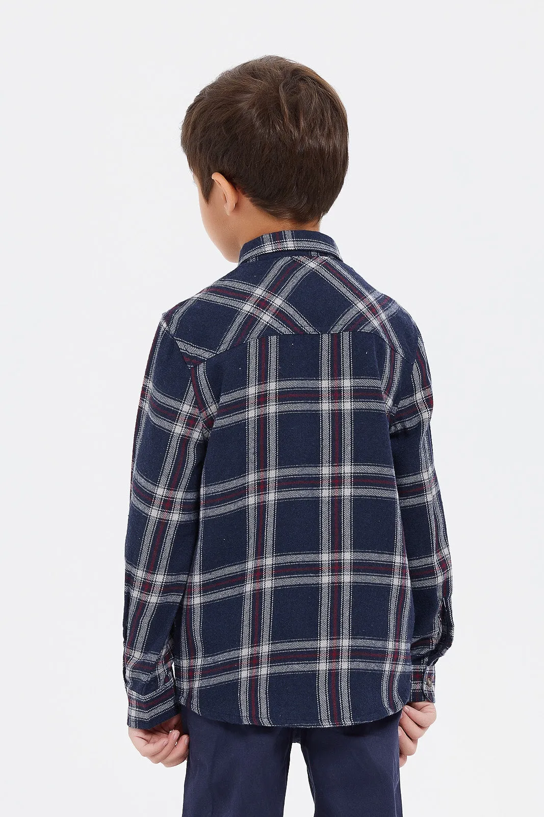 Senior Boys Navy Checkered Shirt