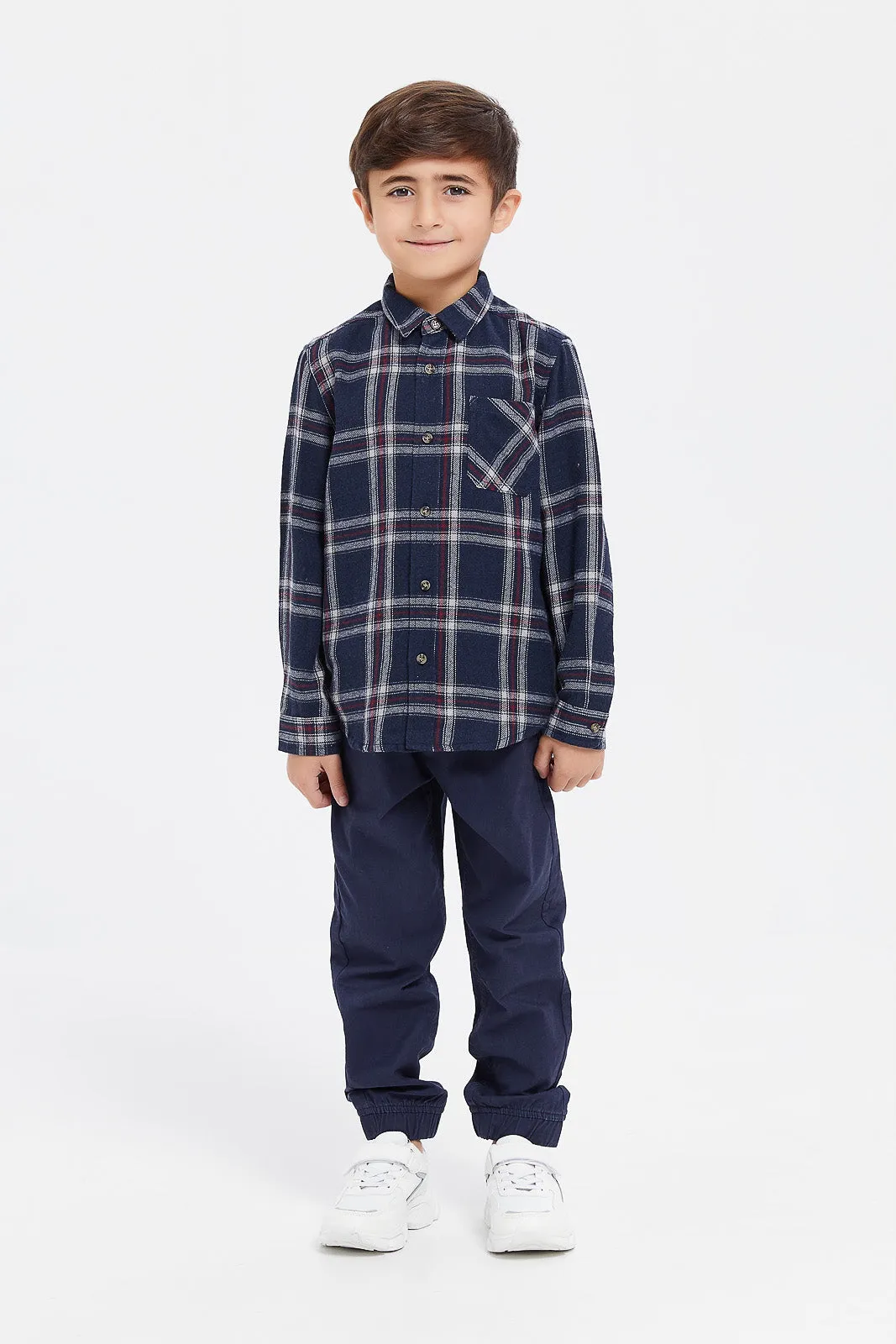 Senior Boys Navy Checkered Shirt