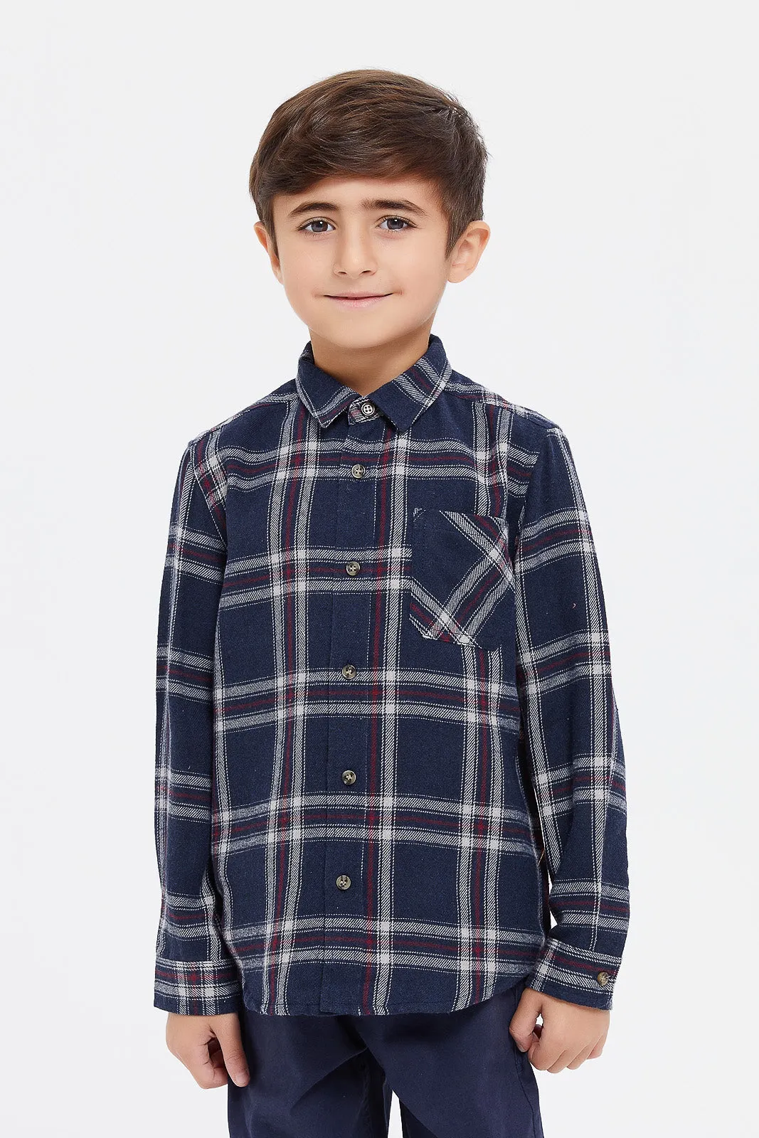 Senior Boys Navy Checkered Shirt