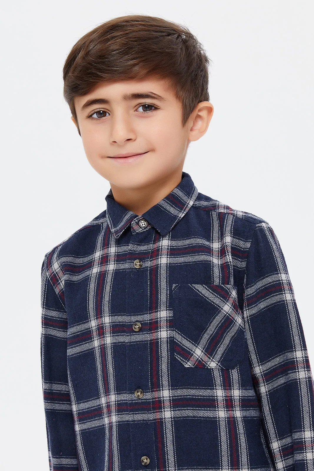 Senior Boys Navy Checkered Shirt