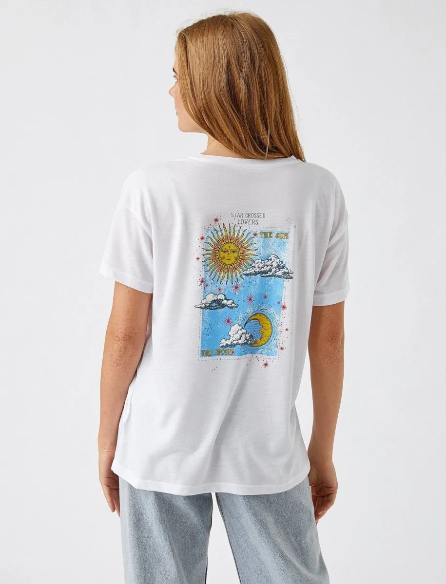 Sun and Moon Graphic T-Shirt in White