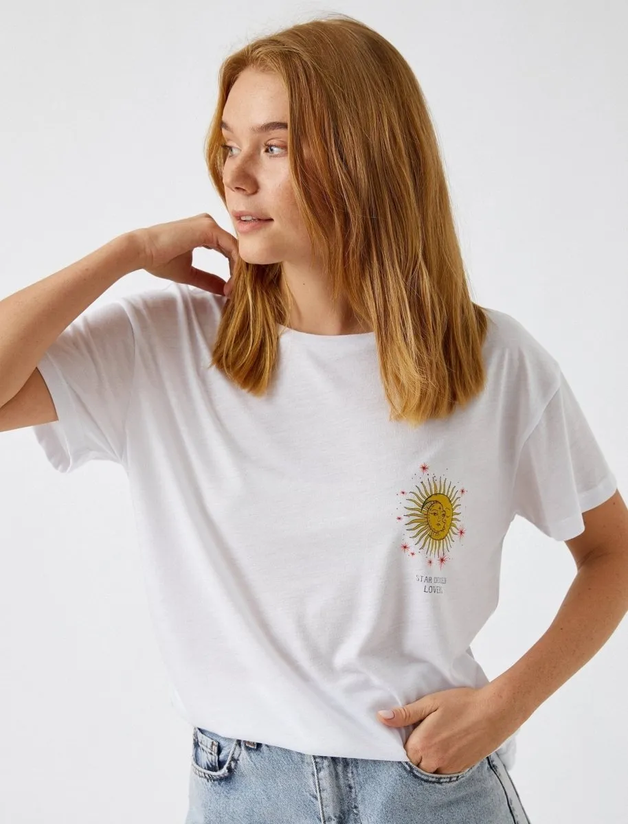 Sun and Moon Graphic T-Shirt in White