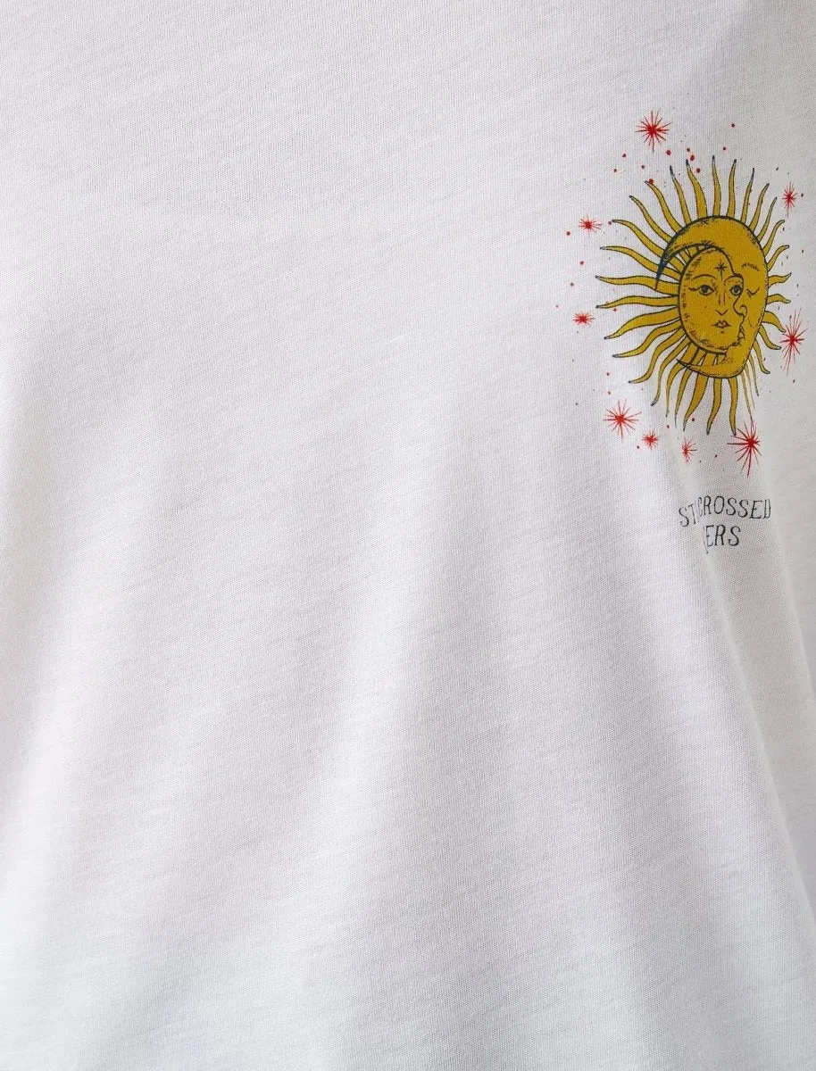 Sun and Moon Graphic T-Shirt in White