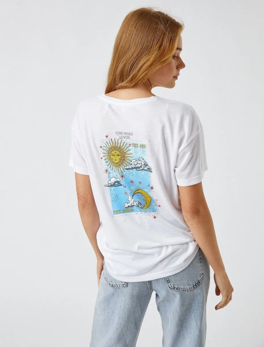 Sun and Moon Graphic T-Shirt in White
