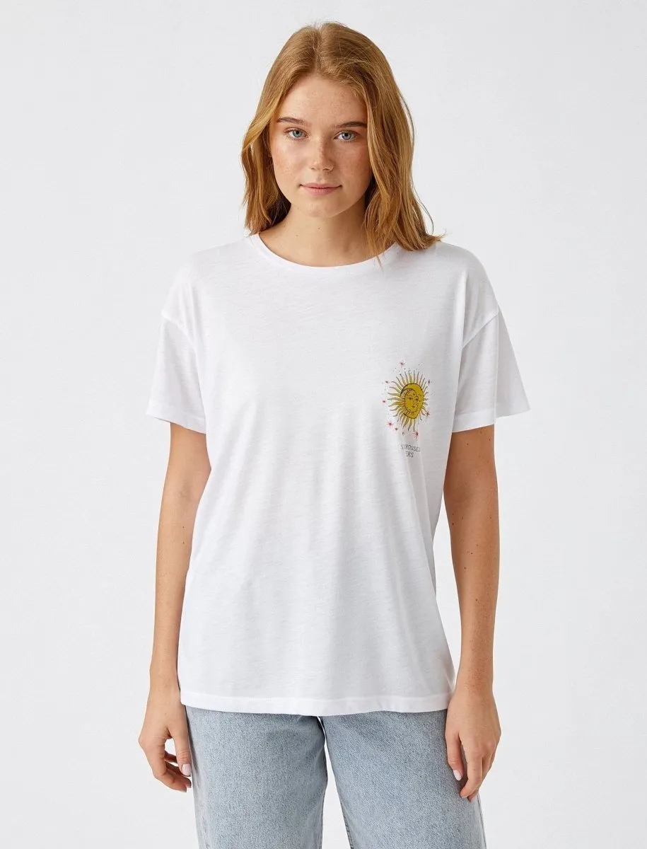 Sun and Moon Graphic T-Shirt in White