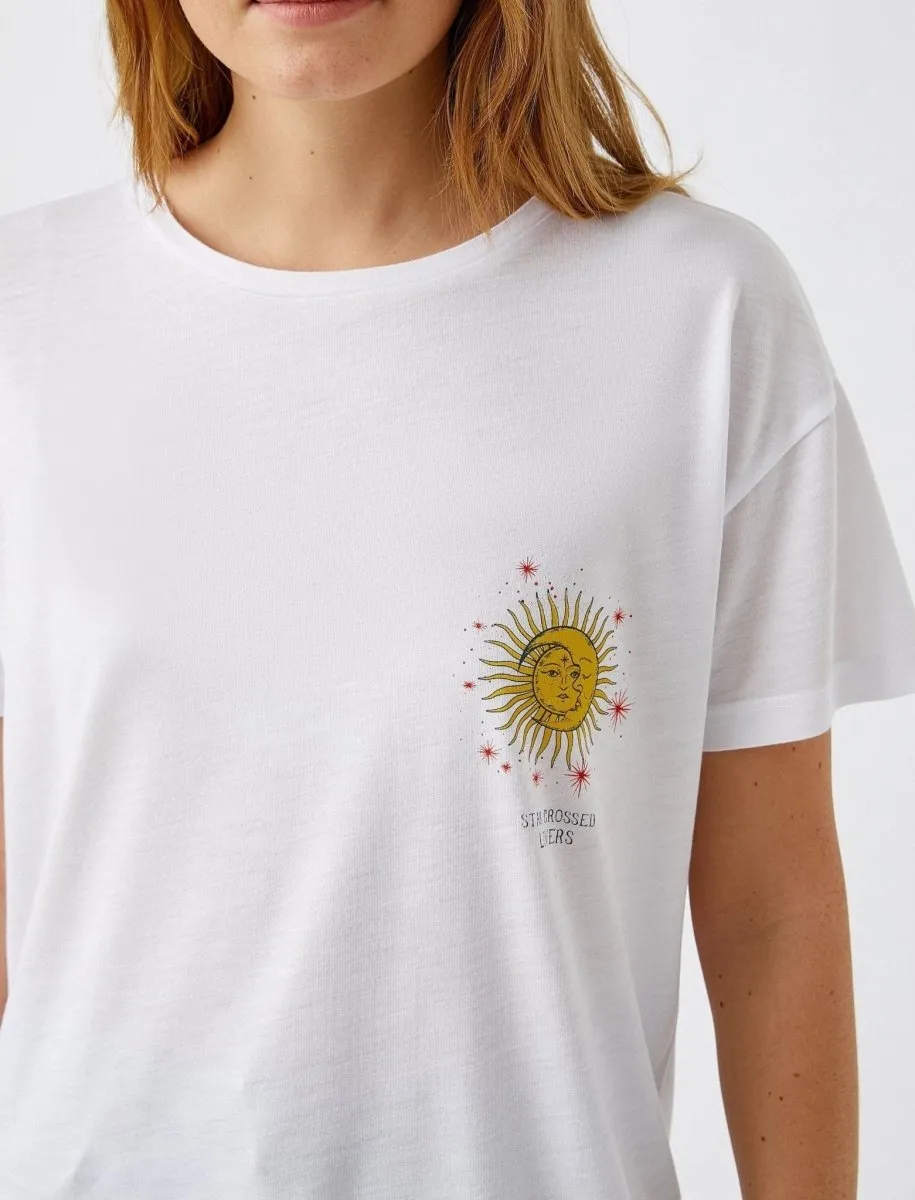 Sun and Moon Graphic T-Shirt in White