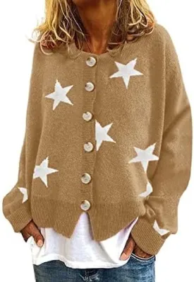 utcoco Women's Oversized Cropped Cardigan Sweaters Vintage Artistic Floral Print Cable Knit Sweater Outwear