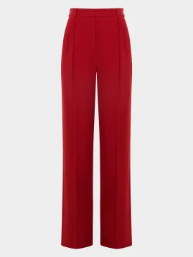 Wide Tailored Trousers in Rouge Red