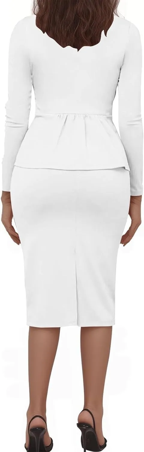 Women Two Piece Suit Skirt Set Business Casual Long Sleeve Blazer and Pencil Skirt Blazer Sets Women 2 Piece Outfits