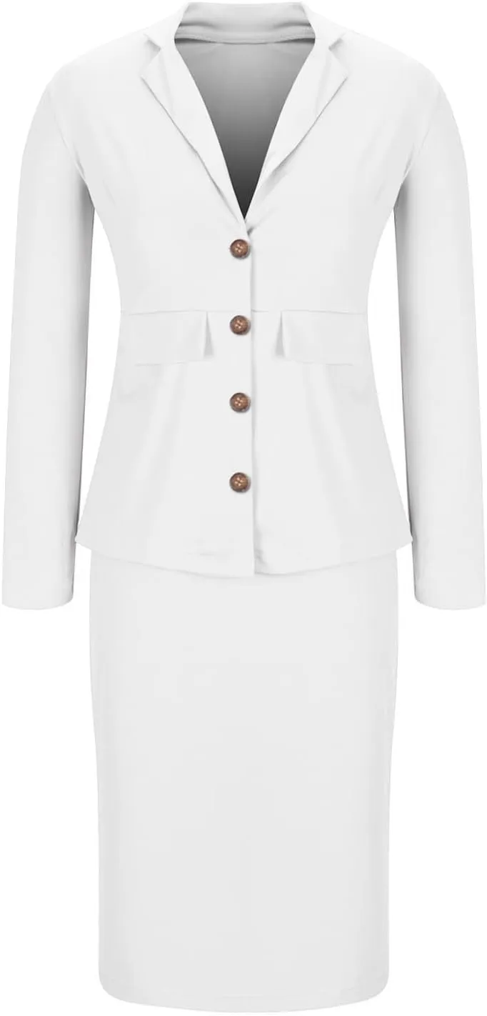 Women Two Piece Suit Skirt Set Business Casual Long Sleeve Blazer and Pencil Skirt Blazer Sets Women 2 Piece Outfits