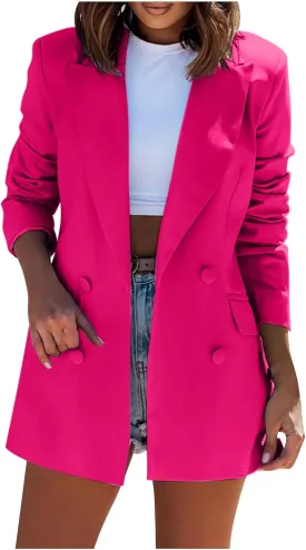 Womens Casual Bussiness Blazer Loose Long Sleeve Spring Summer Jackets Open Front Lapel Work Office Blazers Tops