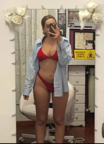Women’s Triangle Red Bikini Top