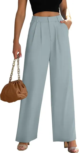 Women's Wide Leg Dress Pants High Waisted Business Casual Trousers Dressy Work Office Pants with Pockets